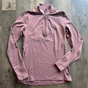 REI Co-op Women's Quarter Zip Long Sleeve Layering Shirt Rust Brown Size S